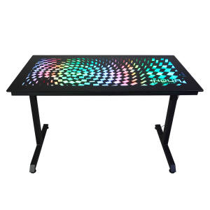 SCRIVANIA GAMING RGB DUK TELAIO Z PORTABICCHIERI E GANCIO CUFFIE