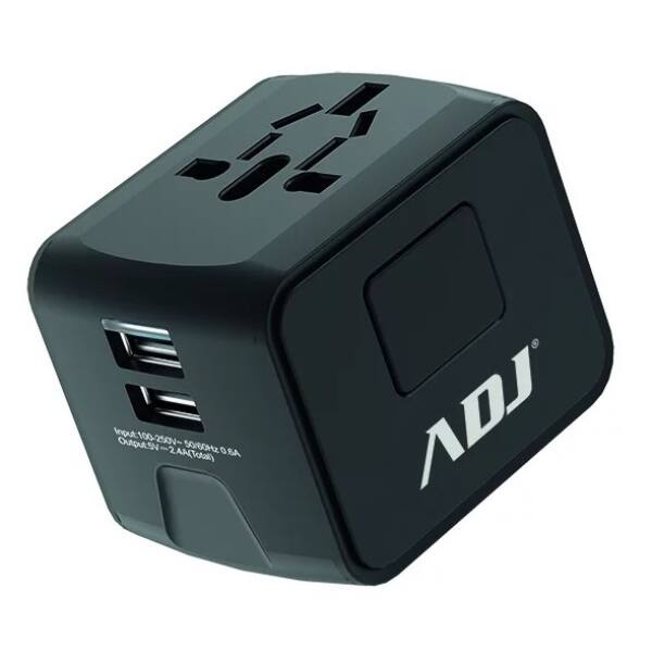 ADATTATORE UNIVERSALE TRAVEL BK US/EU/AUS/UK PLUGS 2*USB PORTS