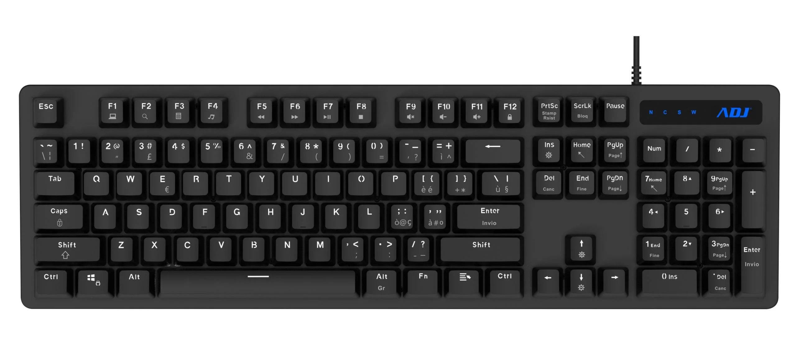 TASTIERA USB MULTIMEDIA MECCANICA BK 104 TASTI PLUG&PLAY C/LED