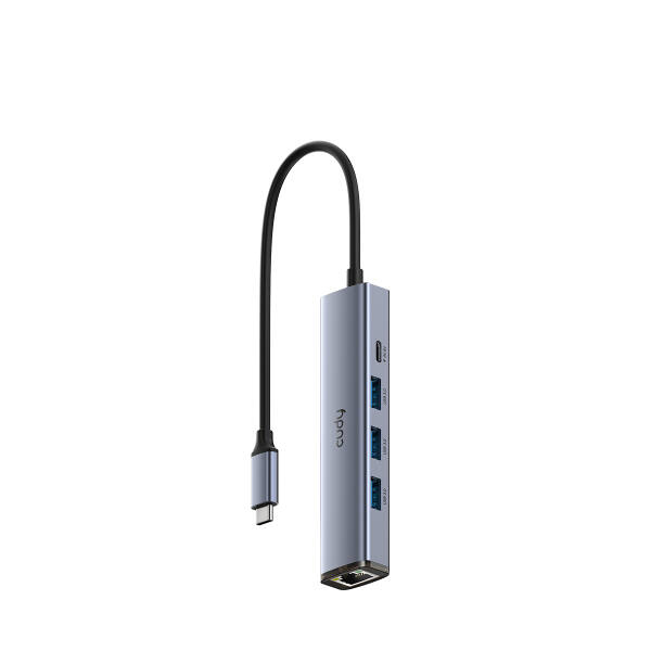 HUB USB CUDY 6P 1XUSB-A 5GBPS/3XUSB -A 3.2 GEN1/1 GIGABIT ETH/ 1XUSB-C