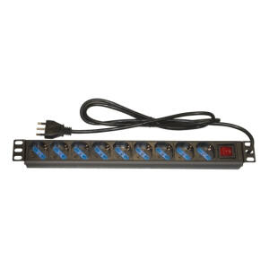 ARMADIO RACK MULTIPRESA 9 PRESE 19 TRIPOLARI/SCHUKO CON INTERRUTTORE