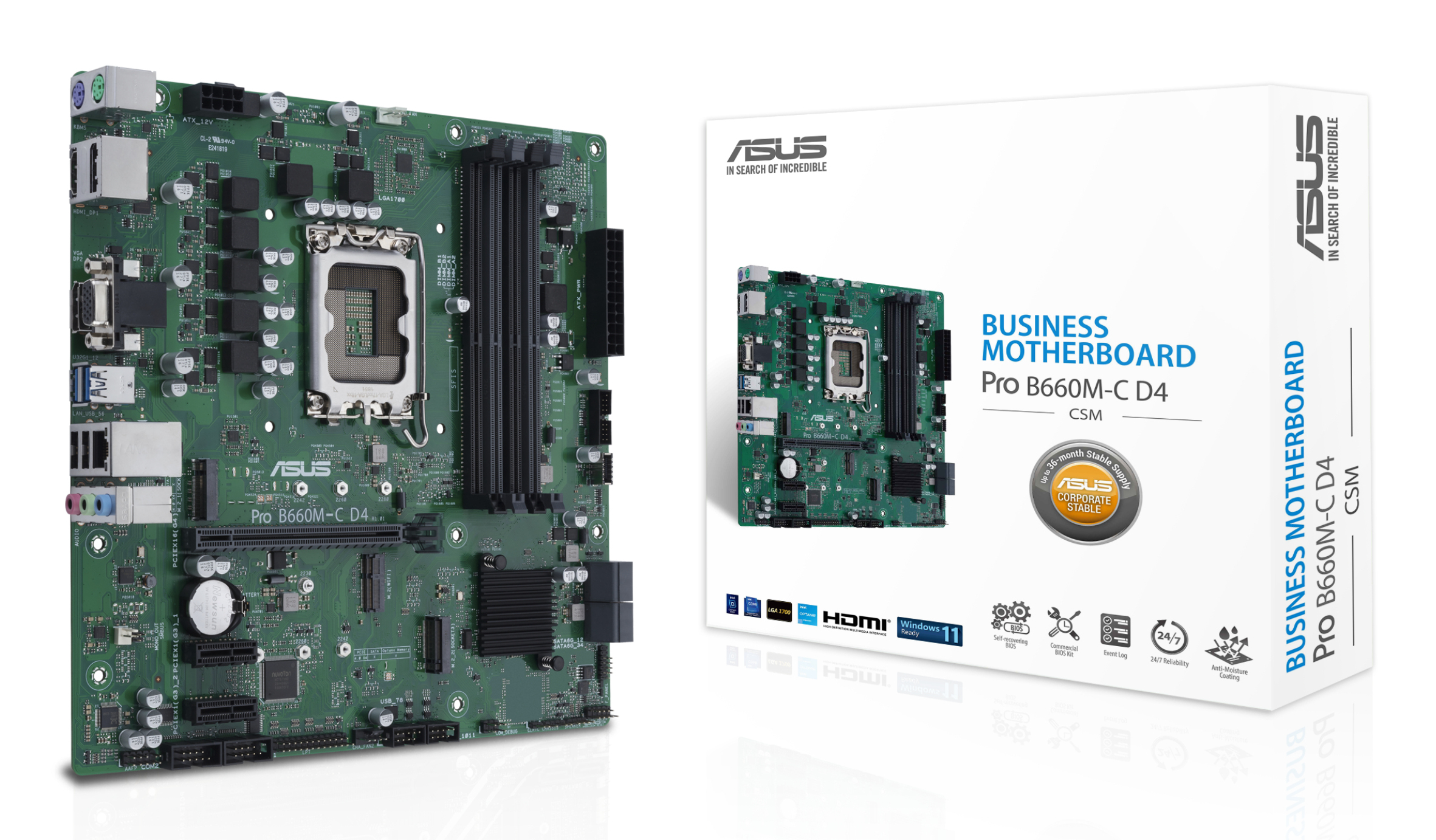 MB ASUS PRO B660M-C D4-CSM 1700 4D4 4S3 2M.2 3PCI 2*DP/HD/VGA MICROATX
