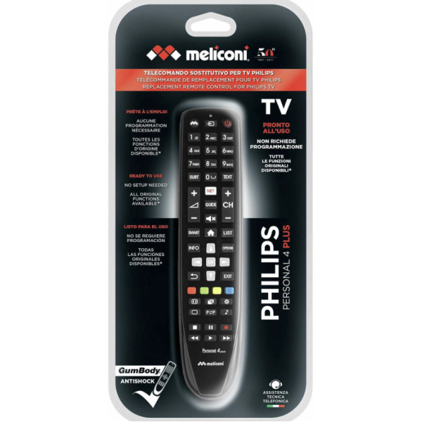 Telecomando Universale Meliconi PERSONAL4+ per TV Philips colore nero
