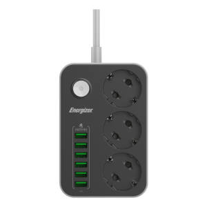 PRESA MULTIPLA ENERGIZER 3 SCHUKO + 6 USB A CON INTERRUTTORE